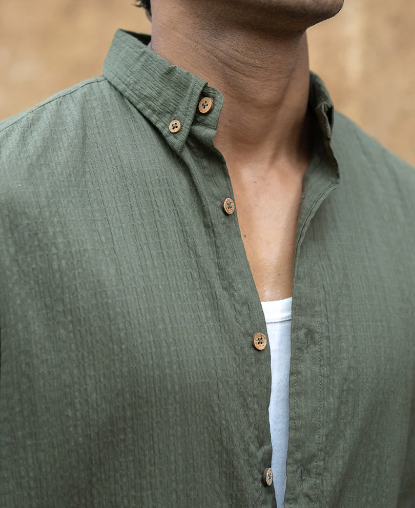 Green Lightweight Structured Shirt - Image 3