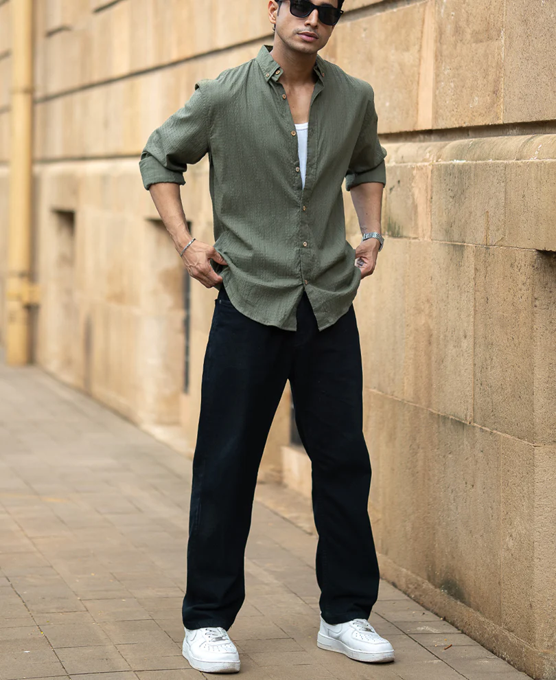 Green Lightweight Structured Shirt - Image 6