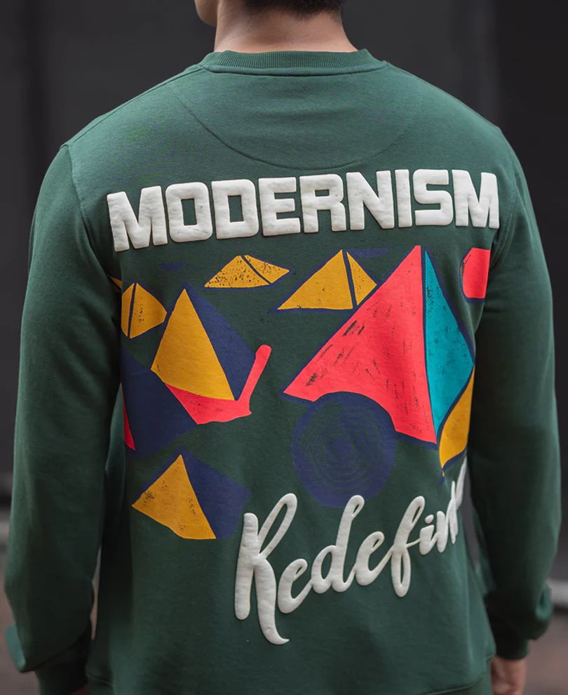 Green Regular Fit Full Sleeves Printed T-Shirt - Image 5