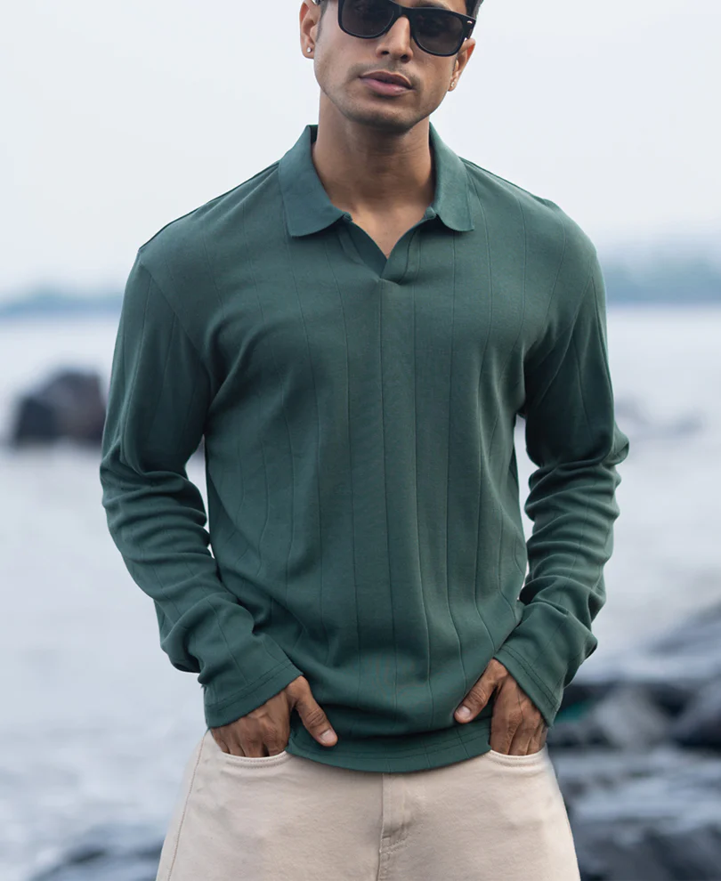 Green Regular Fit Full Sleeves T-Shirt - Image 3