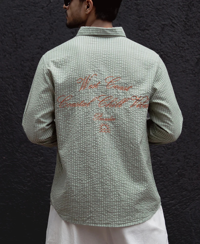 Green Stripes Printed Regular Fit Full Sleeves Shirt - Image 4