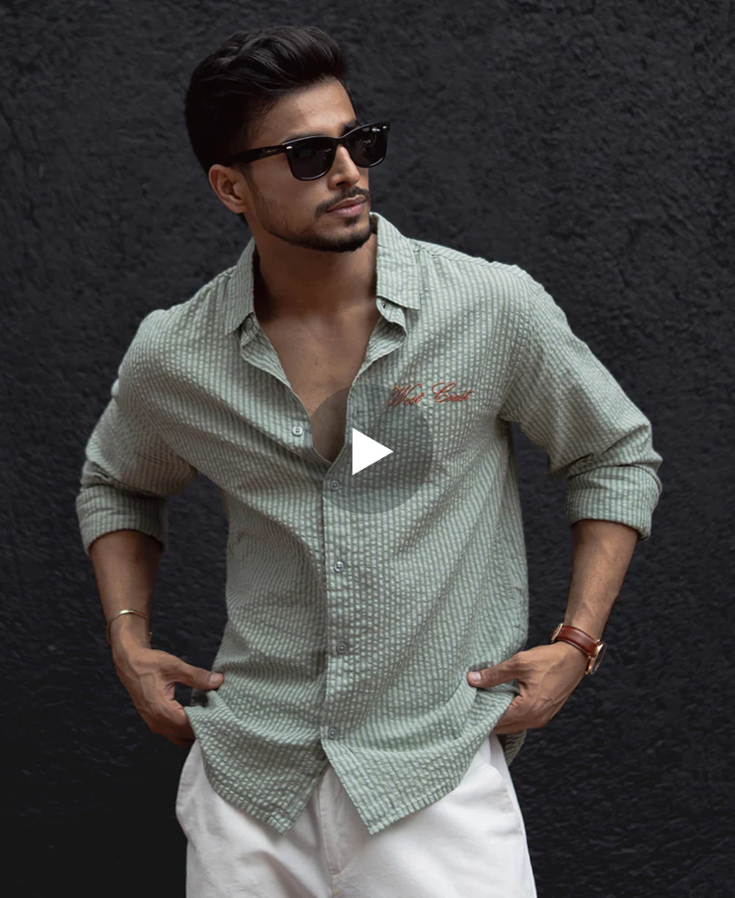 Green Stripes Printed Regular Fit Full Sleeves Shirt - Image 7