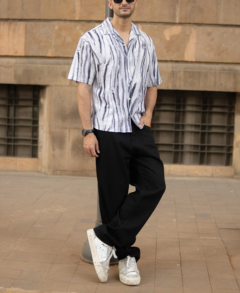 Grey Abstract Print Structured Shirt - Image 6