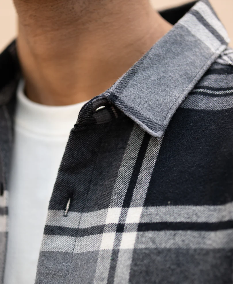 Grey & Black Macro Checks Shirt - Image 5