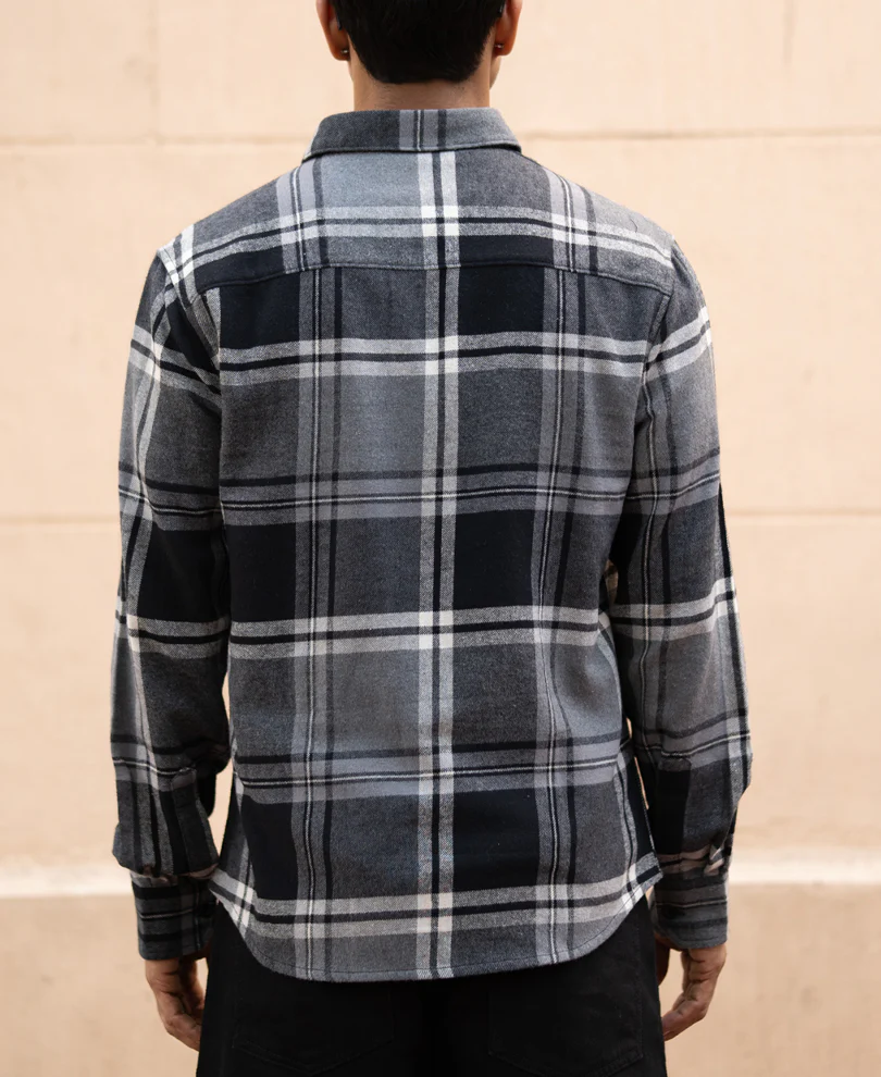 Grey & Black Macro Checks Shirt - Image 6