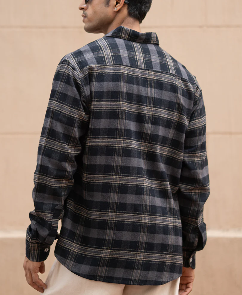 Grey Brushed Checked Shirt - Image 6