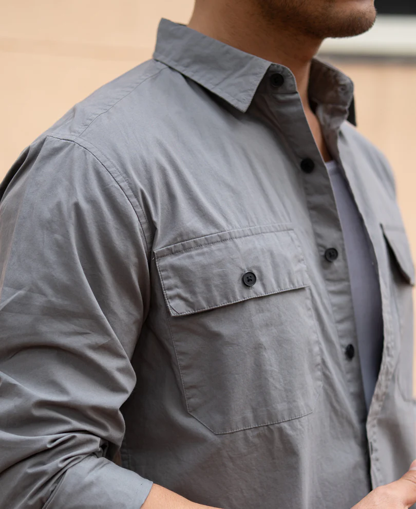 Grey Double Pocket Lightweight Shirt - Image 4