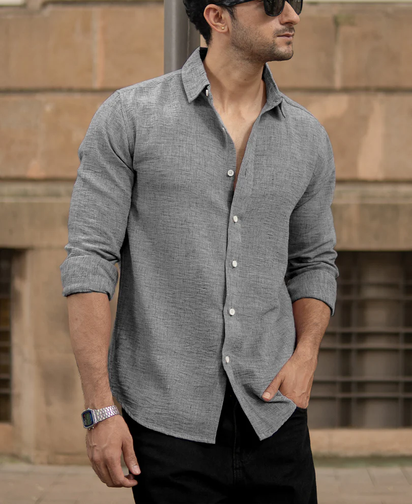 Grey Lightweight Structured Shirt - Image 2