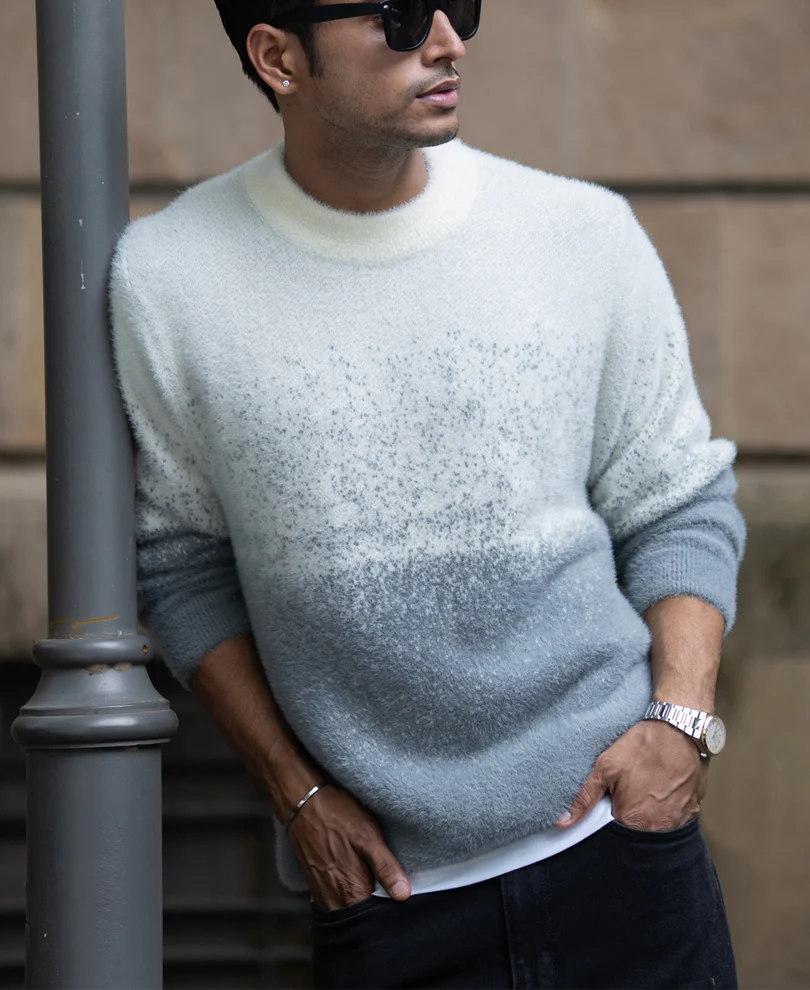 Grey Ombre Fuzzy Sweater - Image 2