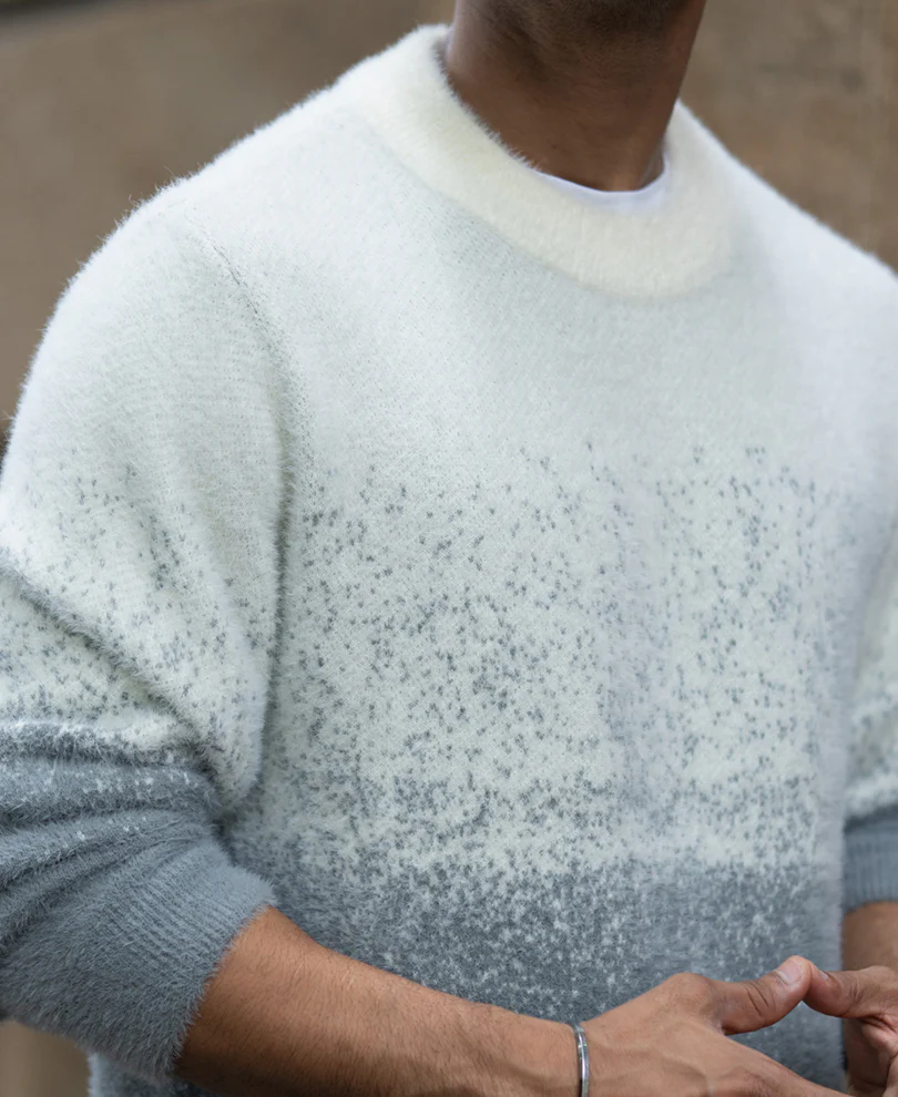 Grey Ombre Fuzzy Sweater - Image 3