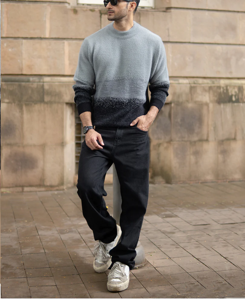 Grey Ombre Jacquard Sweater - Image 6