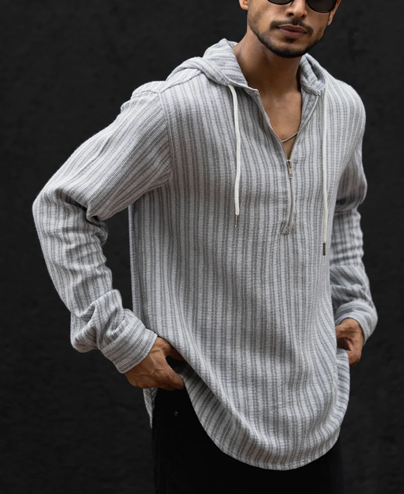 Grey Regular Fit Full Sleeves Hoodie Shirt - Image 2