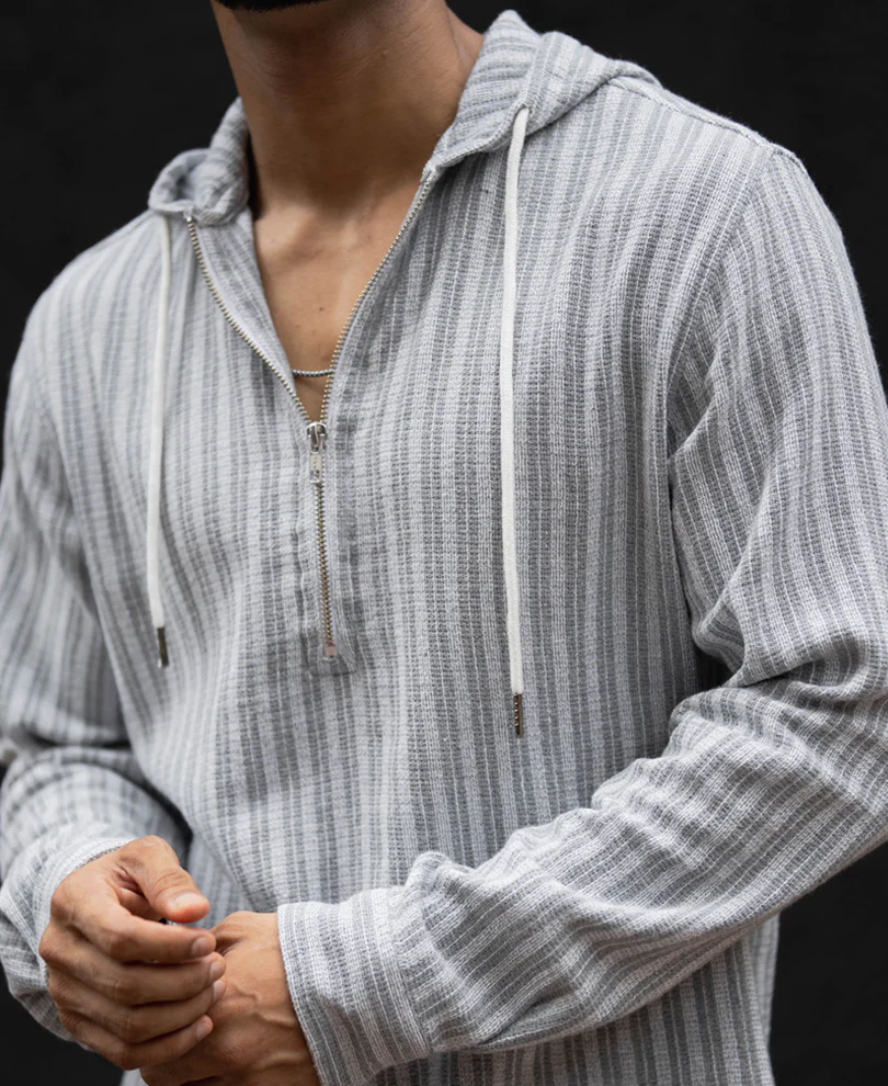 Grey Regular Fit Full Sleeves Hoodie Shirt - Image 5