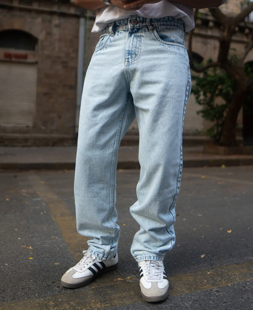 Ice Blue Washed Baggy Jeans - Image 2