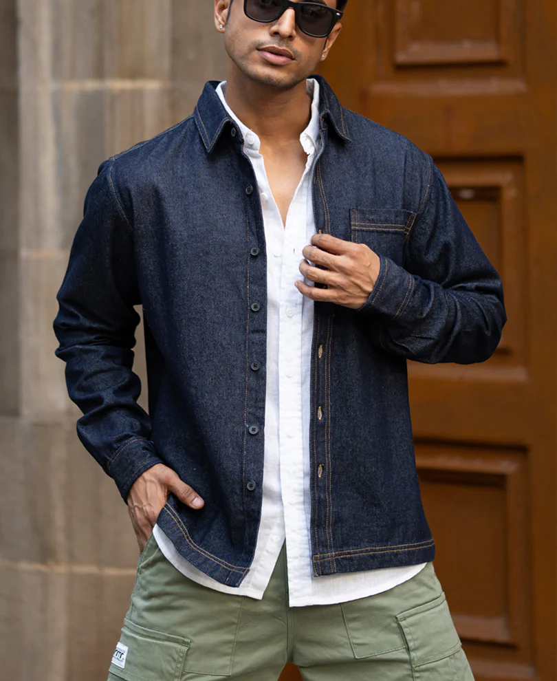 Indigo Denim Full Sleeves Overshirt - Image 2