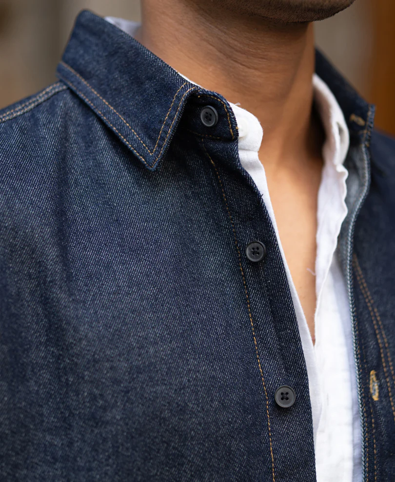 Indigo Denim Full Sleeves Overshirt - Image 4