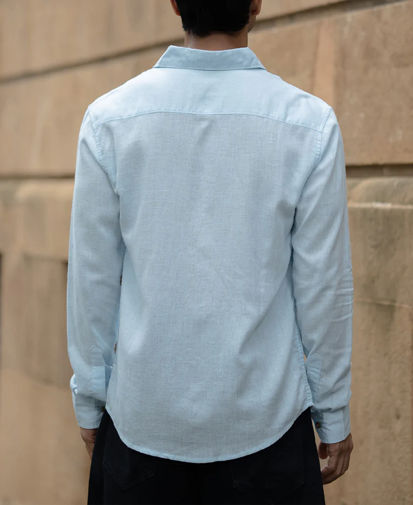 Light Blue Linen Blend Shirt - Image 5