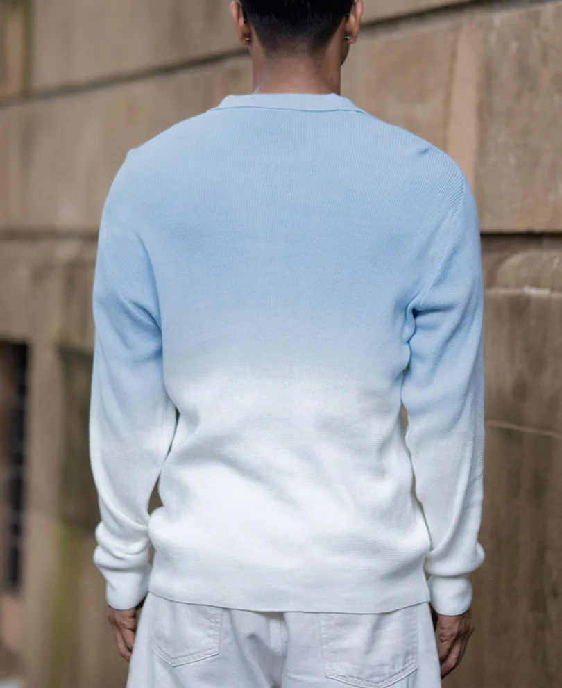 Light Blue Ombre Knit T-Shirt - Image 6
