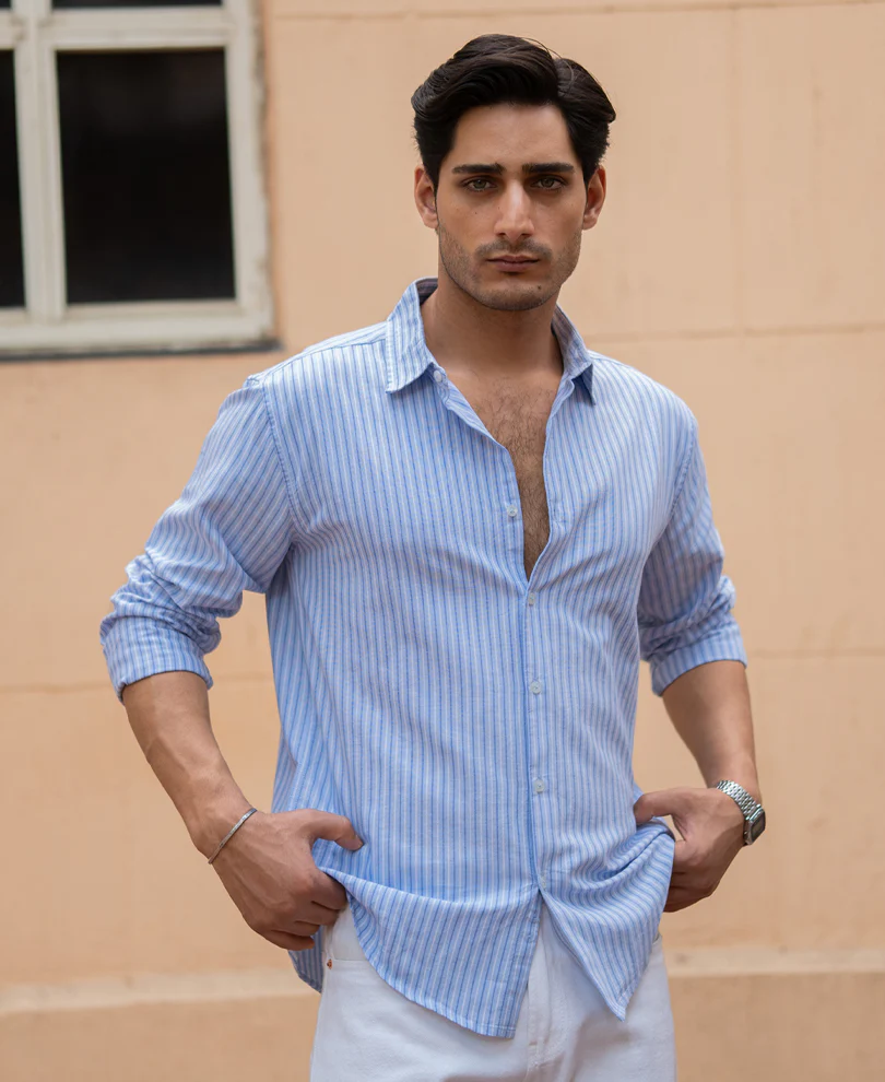 Light Blue Oxford Stripe Shirt - Image 3