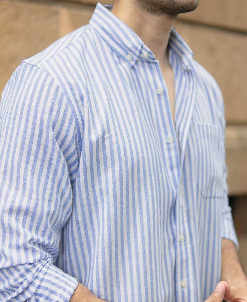 Light Blue Striped Button Down Shirt - Image 3