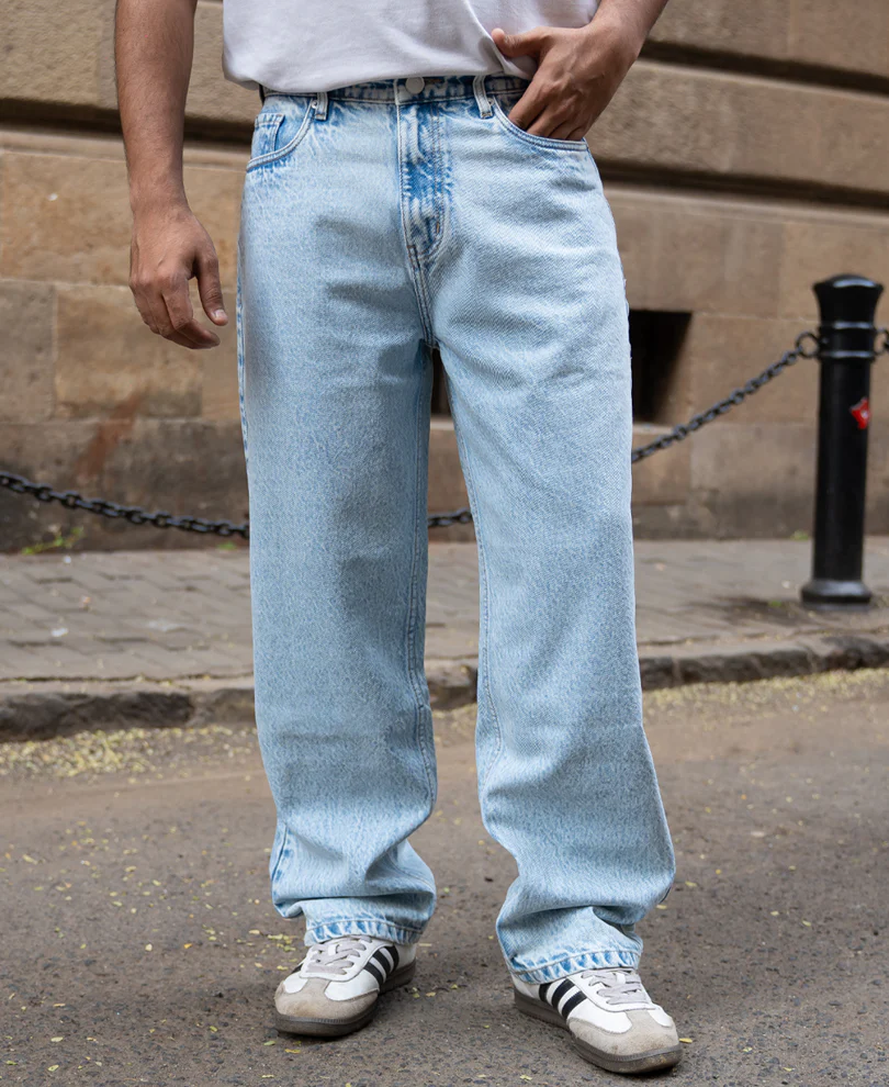 Light Blue Washed Baggy Jeans - Image 2