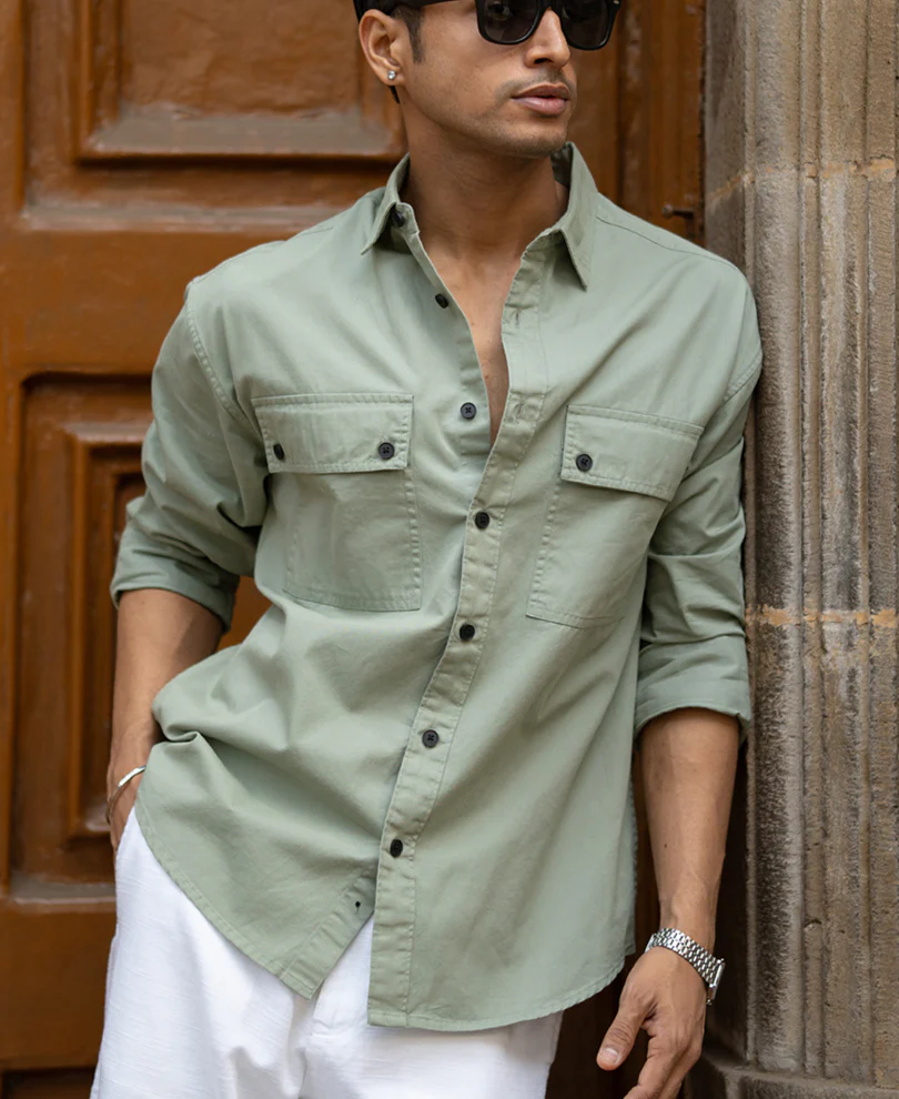 Light Green Double Pocket Lightweight Shirt - Image 2