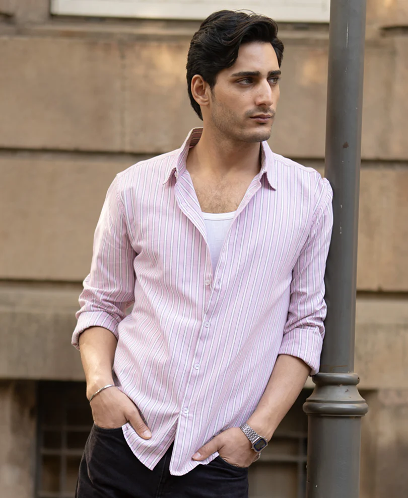 Light Pink Cotton Oxford Stripe Shirt - Image 2