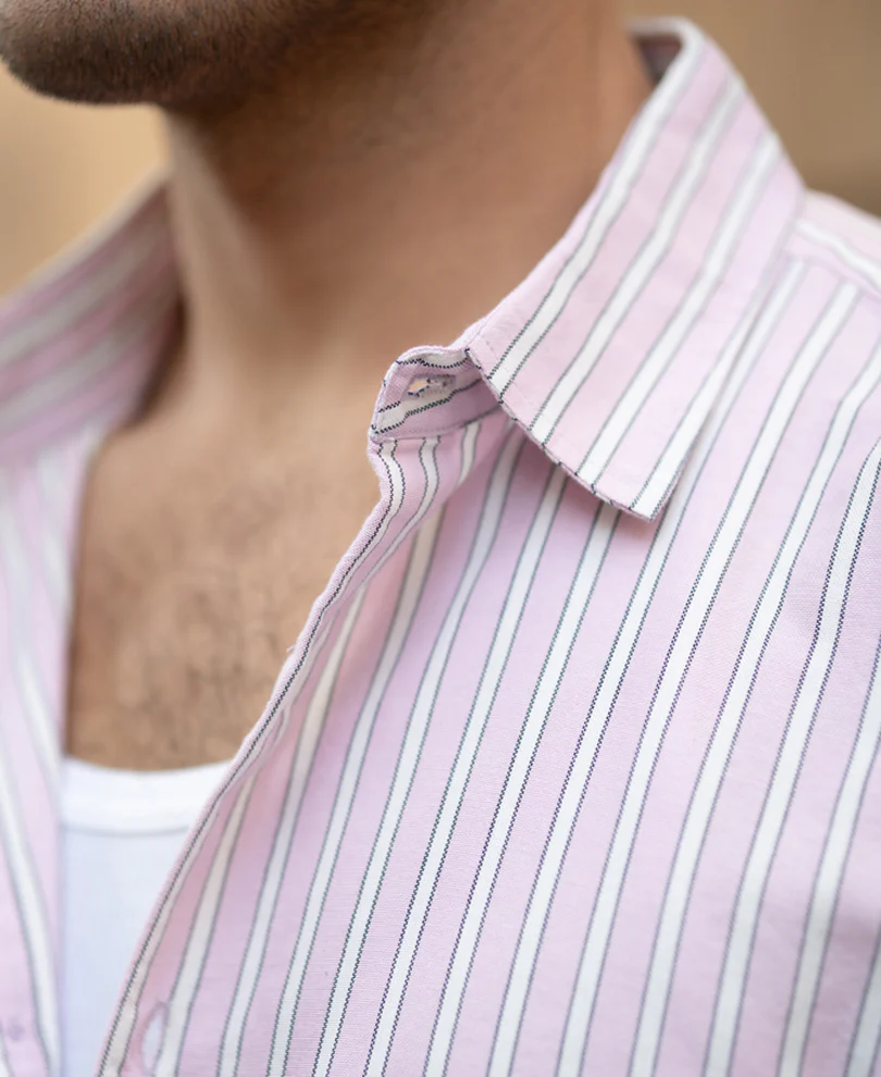 Light Pink Cotton Oxford Stripe Shirt - Image 3