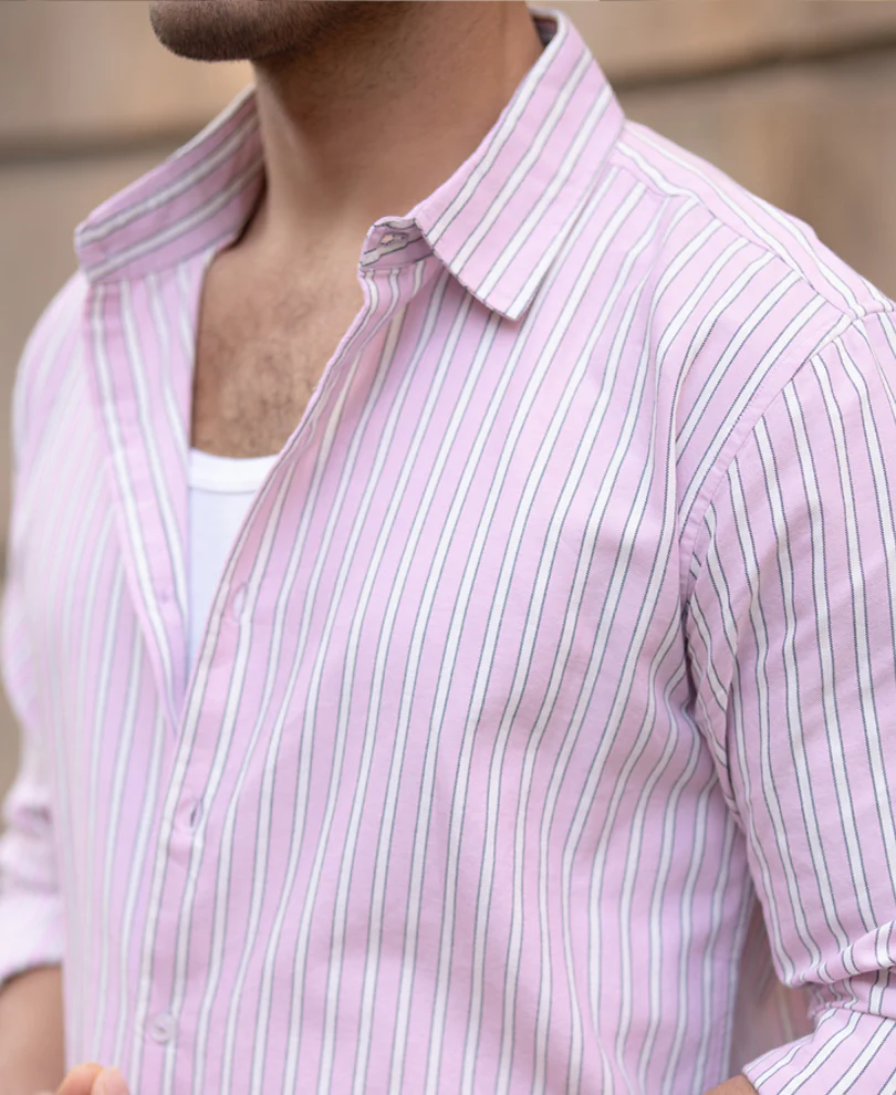 Light Pink Cotton Oxford Stripe Shirt - Image 4