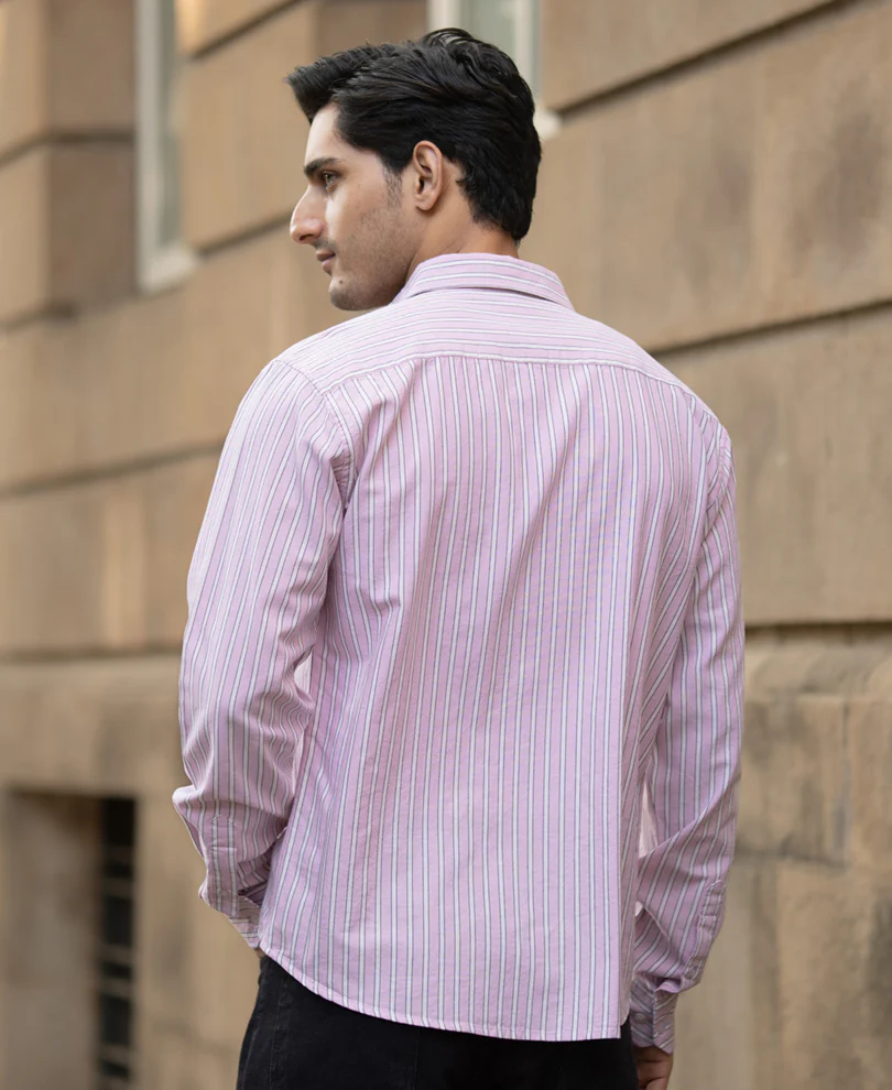 Light Pink Cotton Oxford Stripe Shirt - Image 5