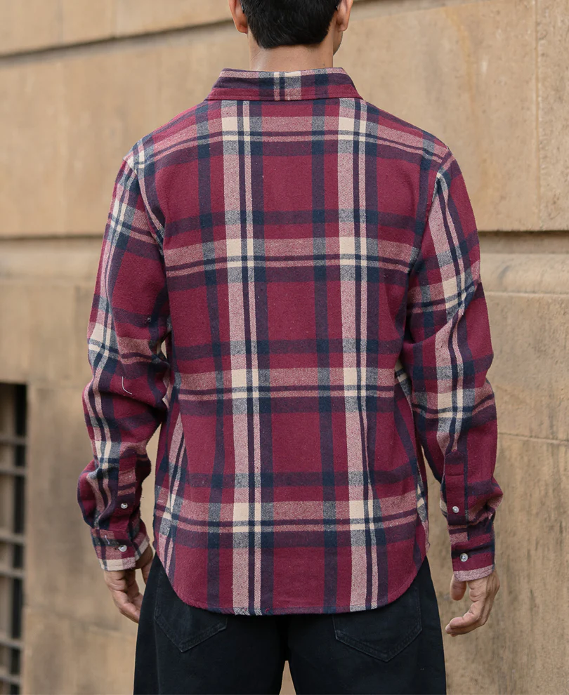 Maroon Flannel Checks Shirt - Image 2