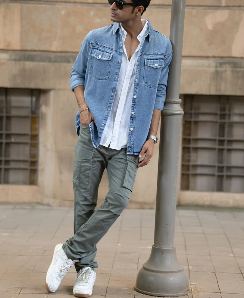 Mid Blue Washed Denim Overshirt - Image 6