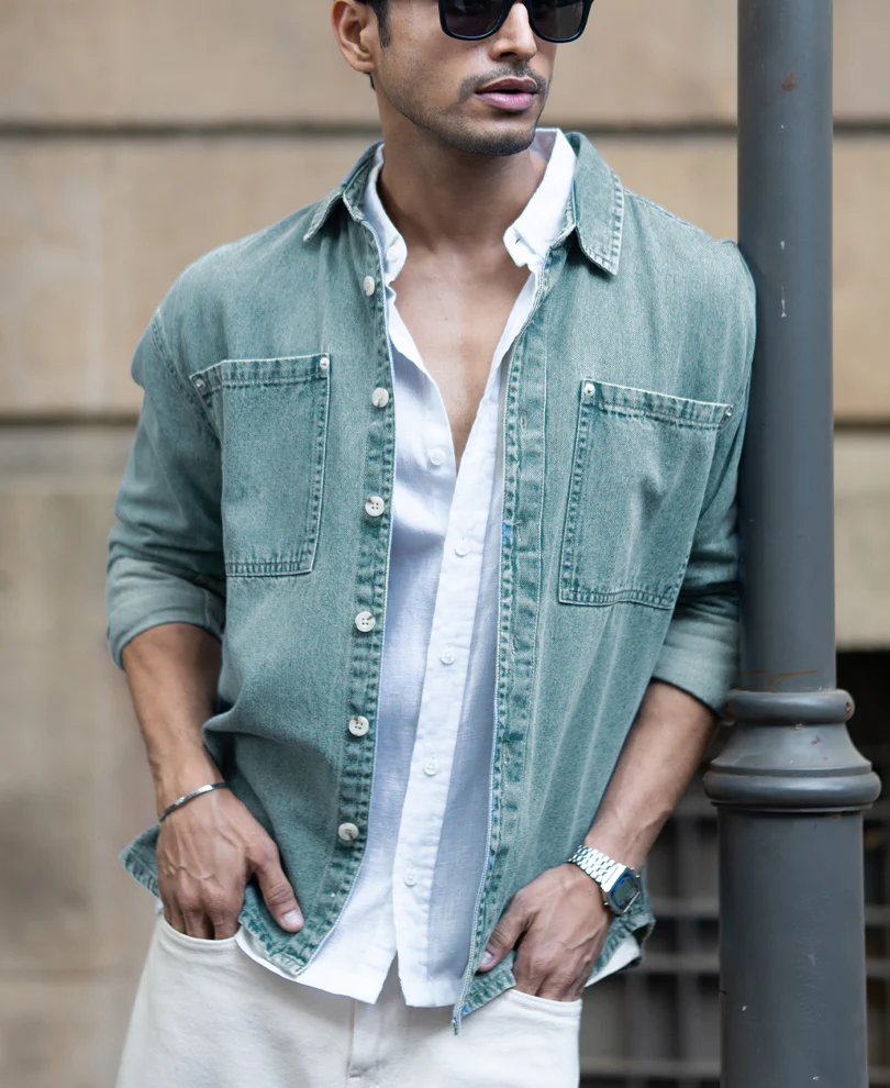 Mid Blue Washed Denim Shirt - Image 2