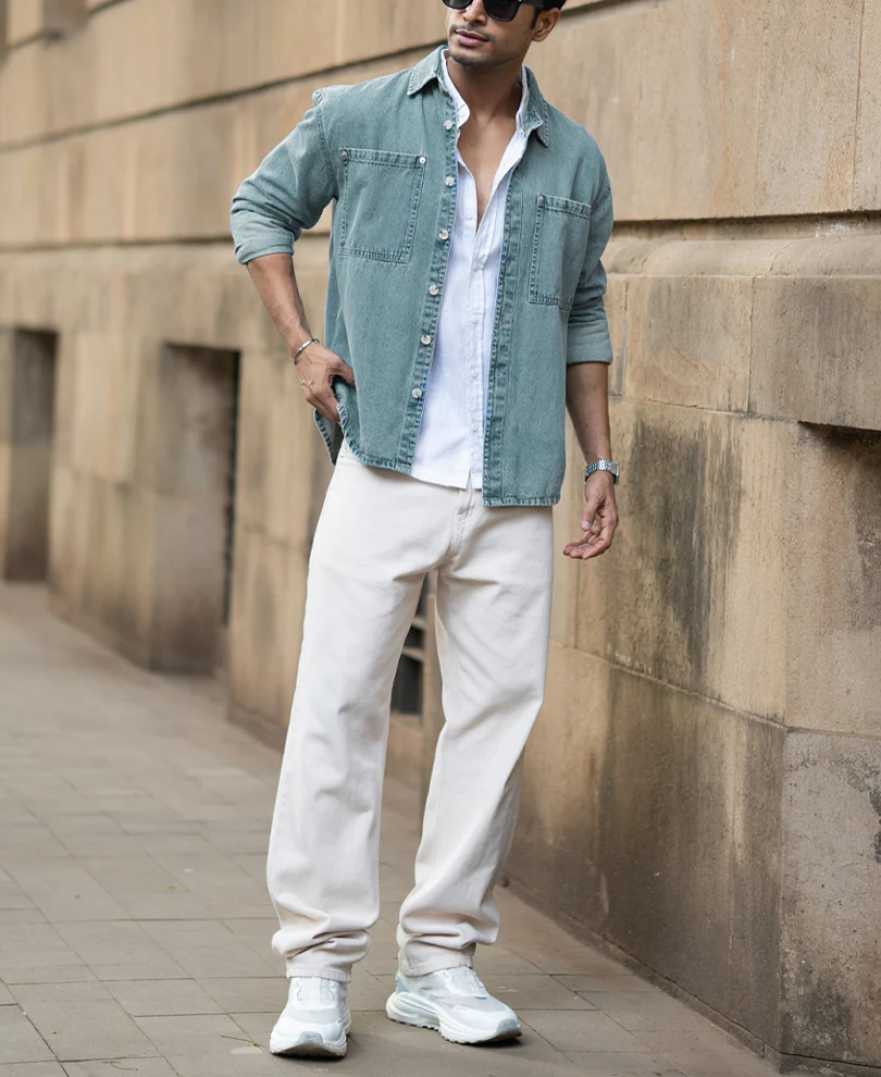 Mid Blue Washed Denim Shirt - Image 8