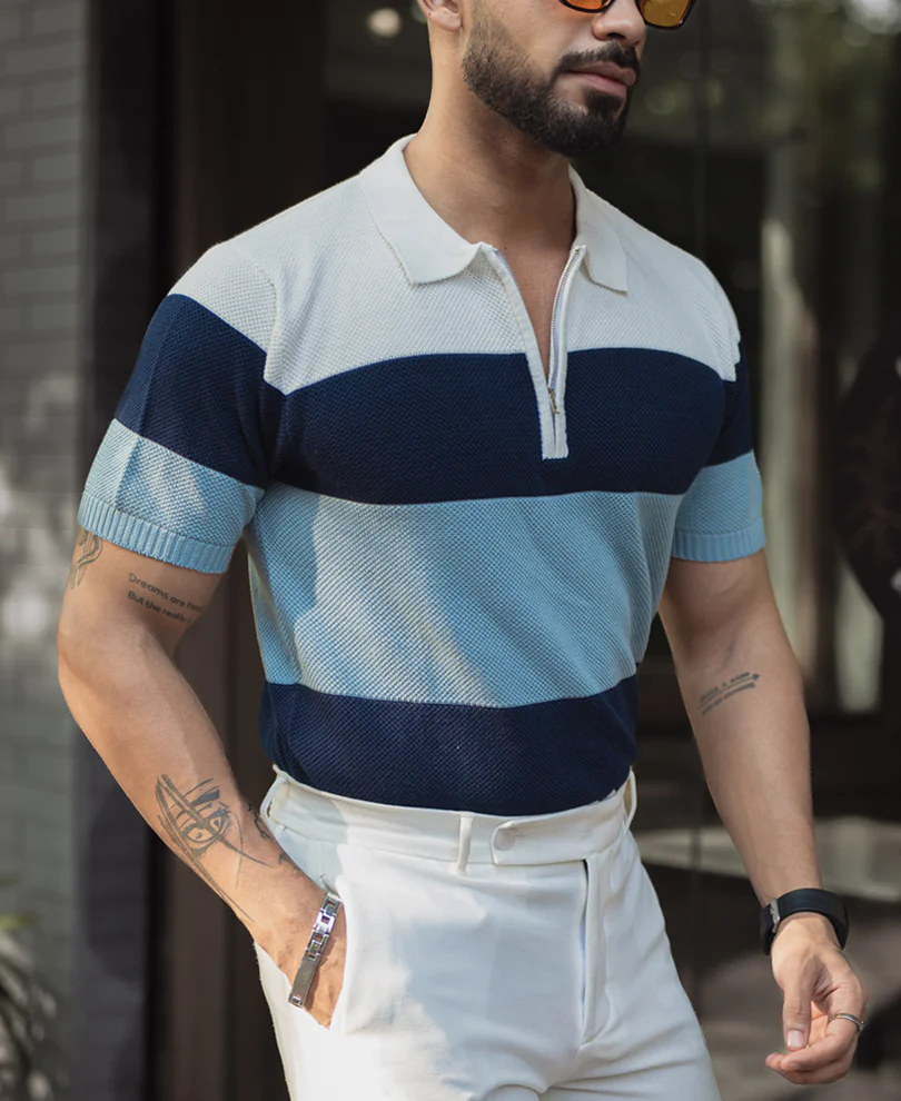 Multi Colour Knits Regular Fit Half Sleeves Tshirt - Image 2
