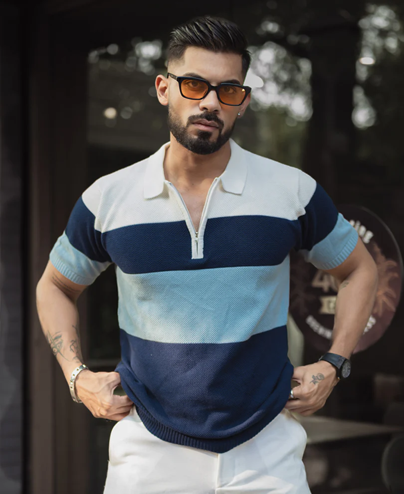 Multi Colour Knits Regular Fit Half Sleeves Tshirt - Image 3
