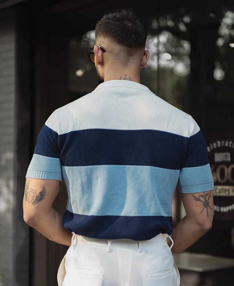 Multi Colour Knits Regular Fit Half Sleeves Tshirt - Image 5