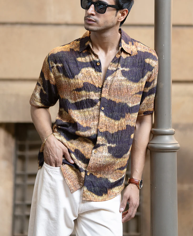 Multicolour Abstract Print Half Sleeves Shirt - Image 2