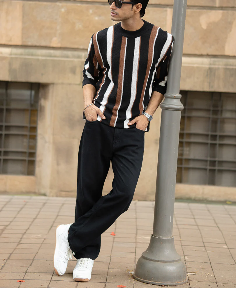 Multicolour Striped Knit T-Shirt - Image 6