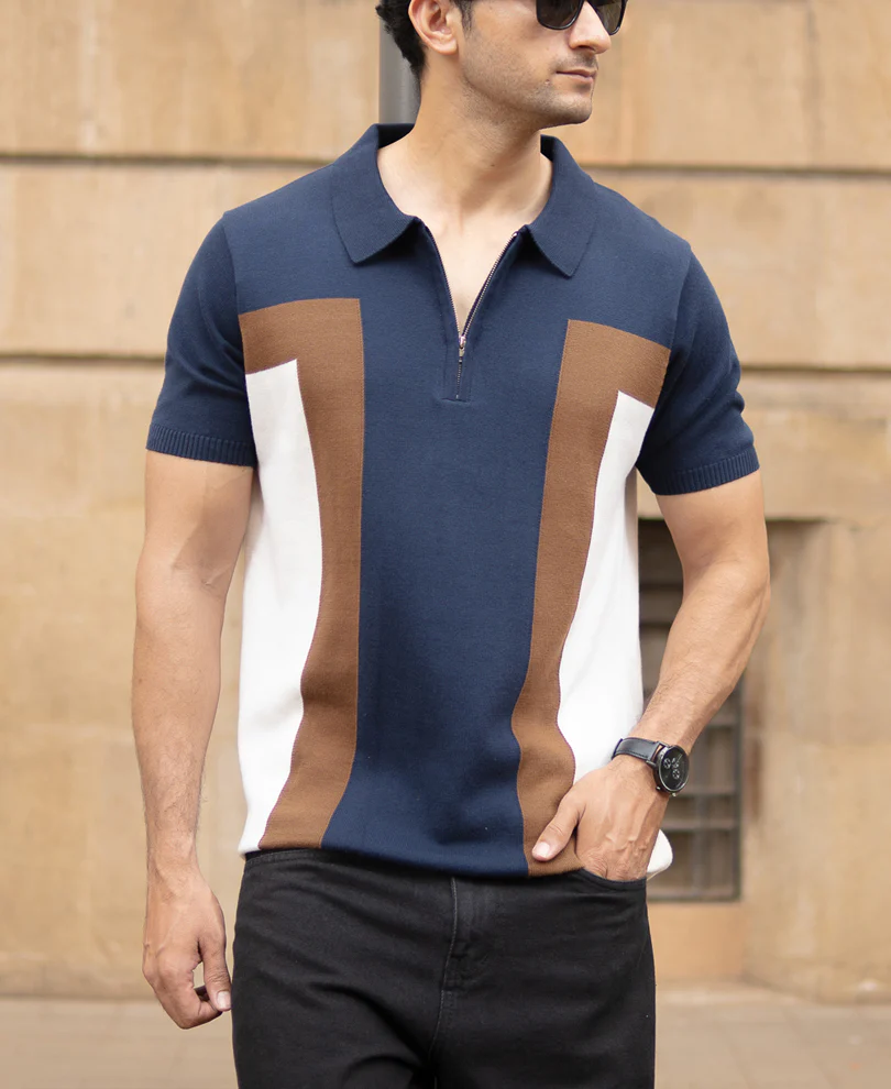 Multicolour Striped Polo T-Shirt - Image 2