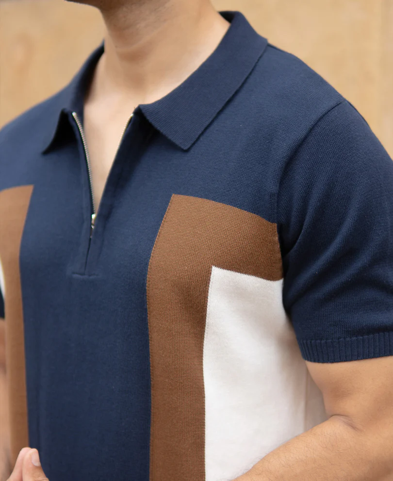 Multicolour Striped Polo T-Shirt - Image 4