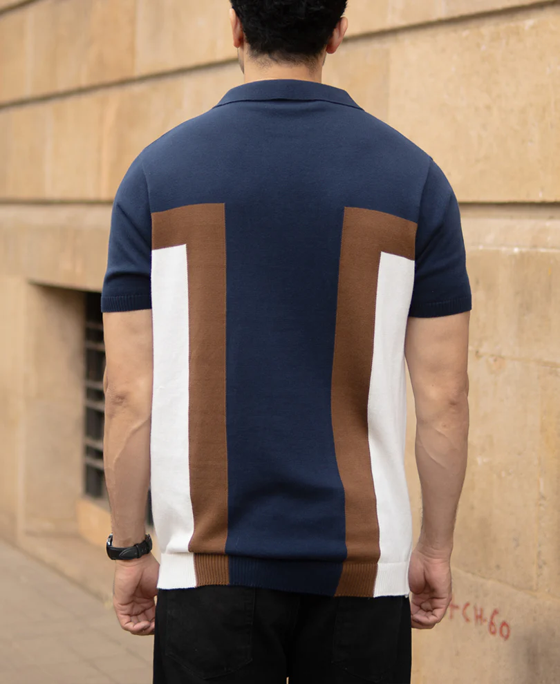 Multicolour Striped Polo T-Shirt - Image 5