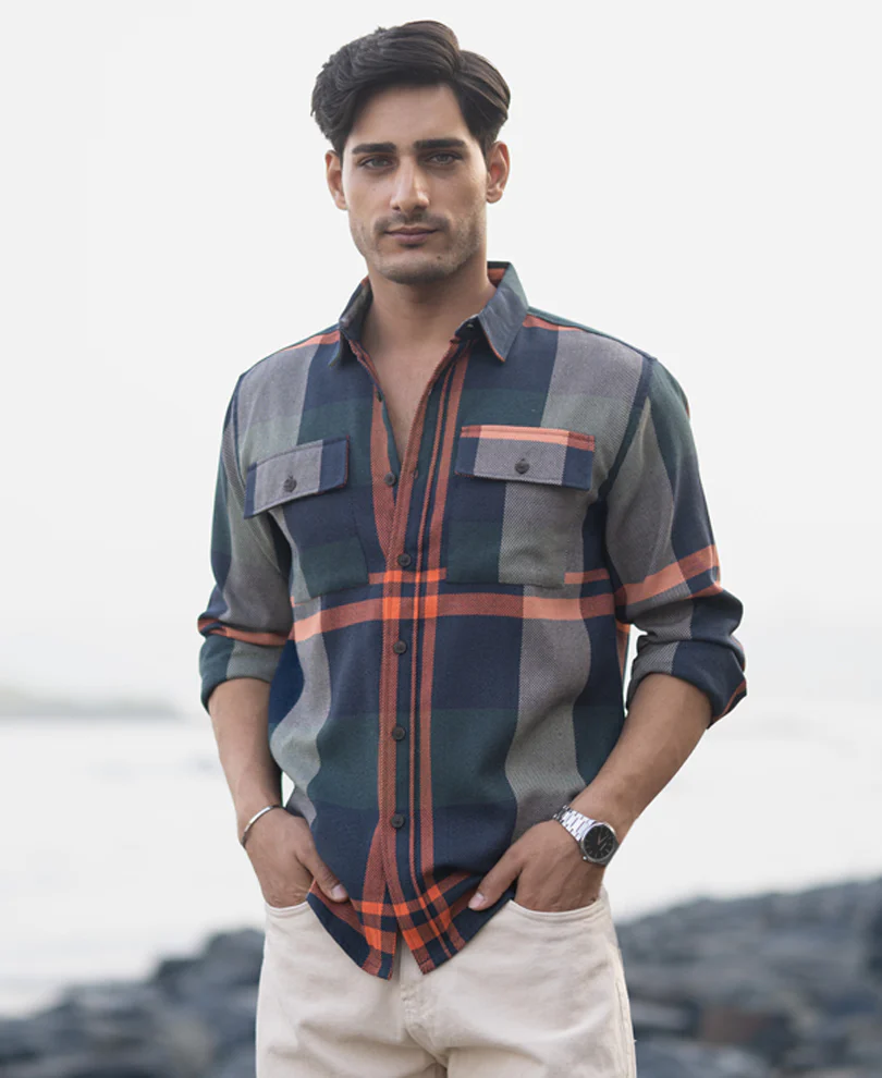 Multicolour Structure Checked Shirt - Image 2
