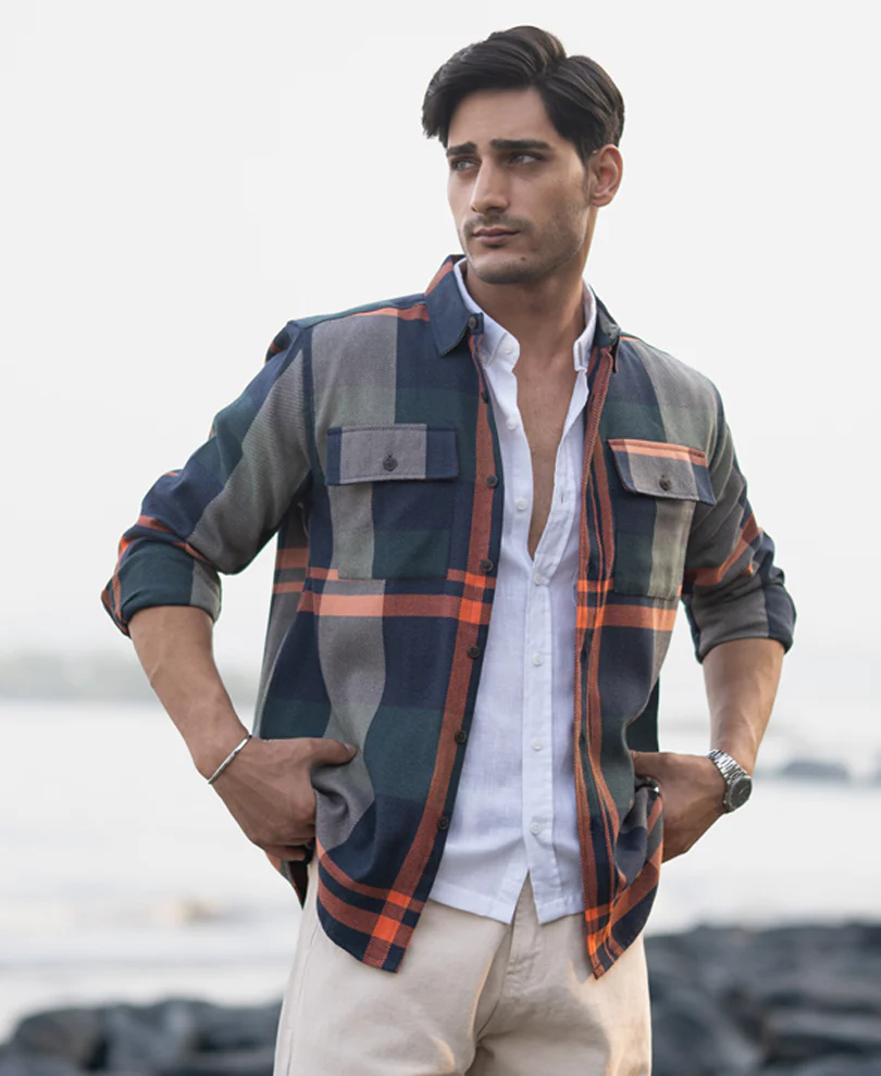 Multicolour Structure Checked Shirt - Image 3