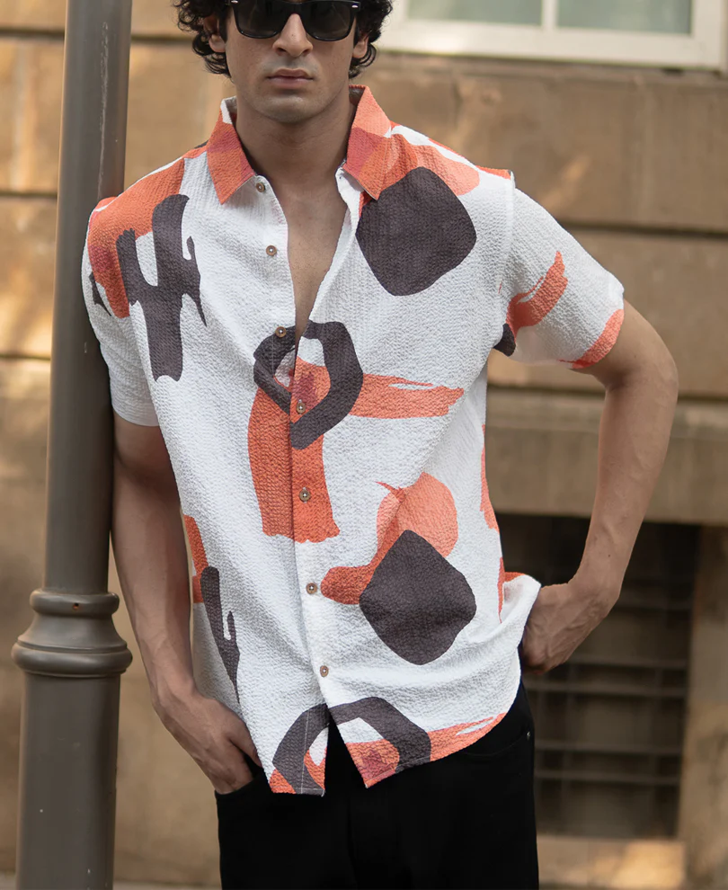 Multicolour Structured Print Shirt - Image 2