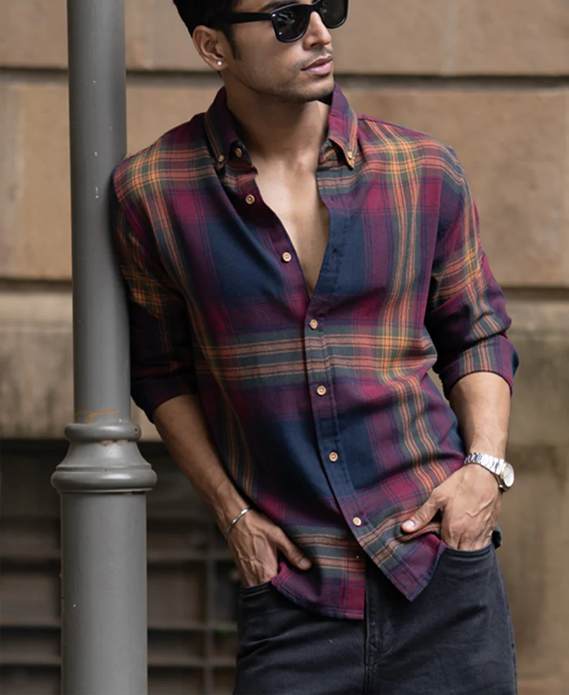 Multicolour Twill Checks Buttondown Shirt - Image 2