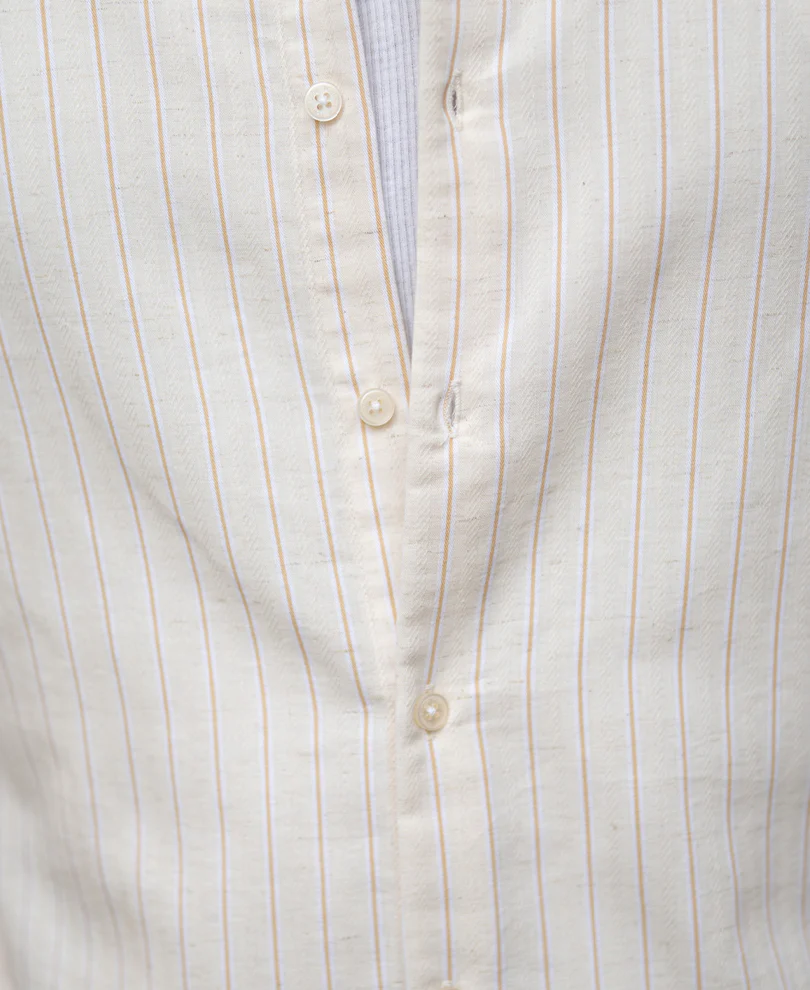 Mustard & Beige Linen Stripe Shirt - Image 5