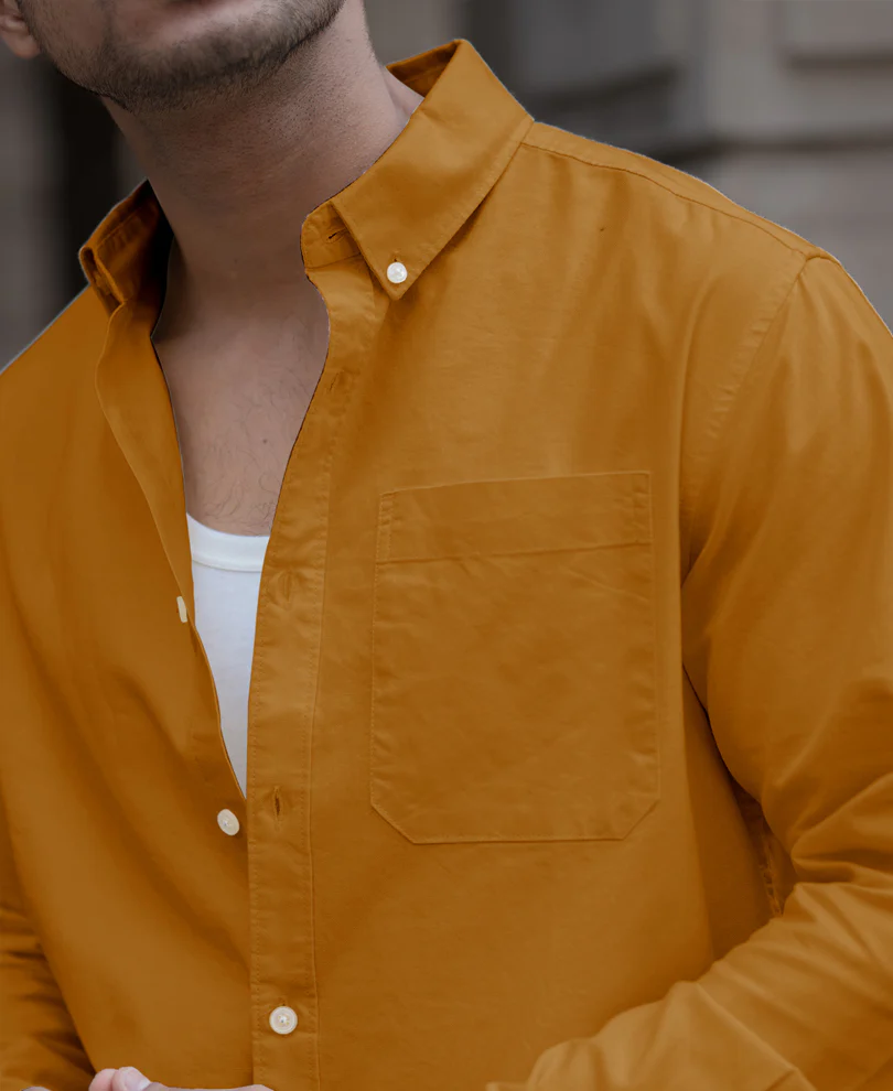 Mustard Cotton Oxford Shirt - Image 3