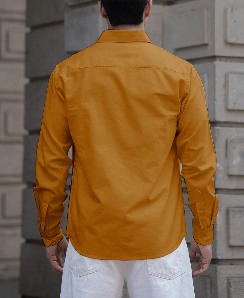 Mustard Cotton Oxford Shirt - Image 4