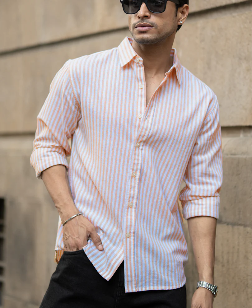Mustard Lightweight Stripe Shirt - Image 2